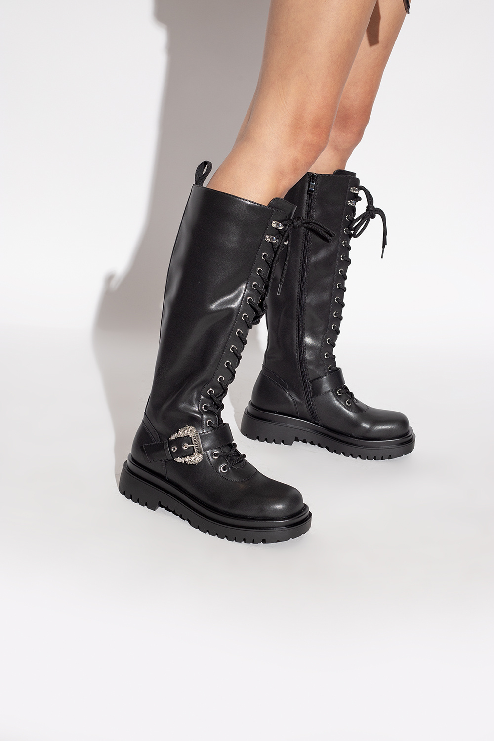 versace lace up boots